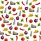 Italian cuisine watercolor seamless pattern background