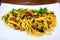 Italian dish: tagliatelle with porcini mushrooms