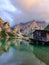 Italian Dolomites, Beautiful lake in the italian alps, Lago di Braies