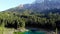 Italian Dolomites and mountain lake lago di Carezza