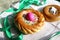Italian Easter bread rings with eggs