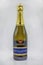 Italian Filipetti Pinot Chardonnay spumante wine bottle closeup against white