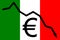 Italian flag depciting problems with Euro currency