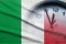 Italian flag with dial of a clock