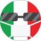 Italian flag emoticon wearing a medical mask to protect from SARS, coronavirus, bird flu and other viruses, germs and bacteria and