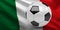 Italian flag, Italy soccer ball, football, 3D render