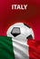 Italian flag, Italy soccer ball, football, 3D render