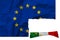 Italian flag torn from that of Europe. Italian flag torn from the flag of Europe.