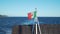 Italian Flag Waving in the Wind on a Ferry Tail