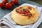 Italian Focaccia bread with tomato and cheese