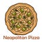 Italian Focaccia Bread with various vegetable filling. Neapolitan round pizza on white background