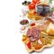 Italian food - cheese, sausage, pasta, spices and wine