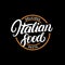 Italian food hand written lettering logo, label, badge, emblem.