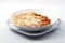 Italian food with pasta, cheese and tomatoes sauce