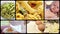 Italian food, pasta collage