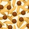 Italian food pasta penne with meatballs. Seamless pattern. Flat  illustration on white background. Web site page and mobile