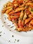 italian food: penne alla arrabbiata.