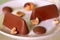 Italian food product, Gianduiotto the traditional Piedmont chocolate with hazelnut