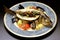 Italian food recipes, bass with olives and artichokes mussels and potatoes