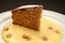 Italian food recipes, traditional hazelnuts cake and eggnog sauce