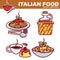 Italian food vector collection of best traditional dishes