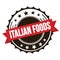 ITALIAN FOODS text on red brown ribbon stamp