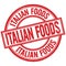 ITALIAN FOODS written word on red stamp sign