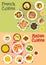 Italian and french cuisine dishes icon set design