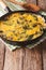 Italian fritatta with spinach, cheddar cheese and mushrooms in a