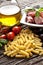 Italian Fusilli pasta with swordfish ingredients