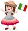 Italian girl holding flag