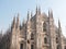 Italian Gothic Facade of Historic Milan Cathedral
