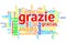Italian - Grazie, Open Word Cloud, Thanks, on white