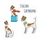 Italian Greyhound Cartoon Dog Set.