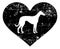 Italian Greyhound in heart black and white