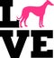 Italian Greyhound love word with silhouette