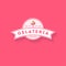 Italian ice cream logo Pink sign. Logo with ribbon for ice cream.