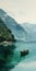 Italian Landscapes A Majestic Digital Painting Of A Vast Mountain Lake