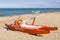 Italian lifeguard rescue rowboat - Rimini Beach