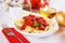 Italian macaroni pasta with tomato sauce