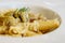 Italian Maccheroni whit artichoke, parsley and Parmesan cheese