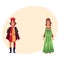 Italian Man and woman in Renaissance time costumes, clothing