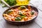 Italian or mediterranean food pasta ravioli of tomato sauce.