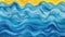 Italian and Mexican Ceramics with Ocean Watercolor Wave. Blue and Yellow Ripples for Pool Parties, Lake Camping, and Beach Travel