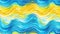 Italian and Mexican Ceramics with Ocean Watercolor Wave. Blue and Yellow Ripples for Pool Parties, Lake Camping, and Beach Travel