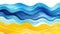 Italian and Mexican Ceramics with Ocean Watercolor Wave. Blue and Yellow Ripples for Pool Parties, Lake Camping, and Beach Travel