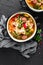 Italian minestrone soup with beef meatballs, vegetables and pasta