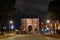 Italian monument in the center of Rome in the illuminated night. Arch of Constantine