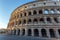 Italian monument to the Colosseum in the center of Rome in the afternoon.