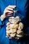 Italian orange-chocolate biscuits in a glass jar